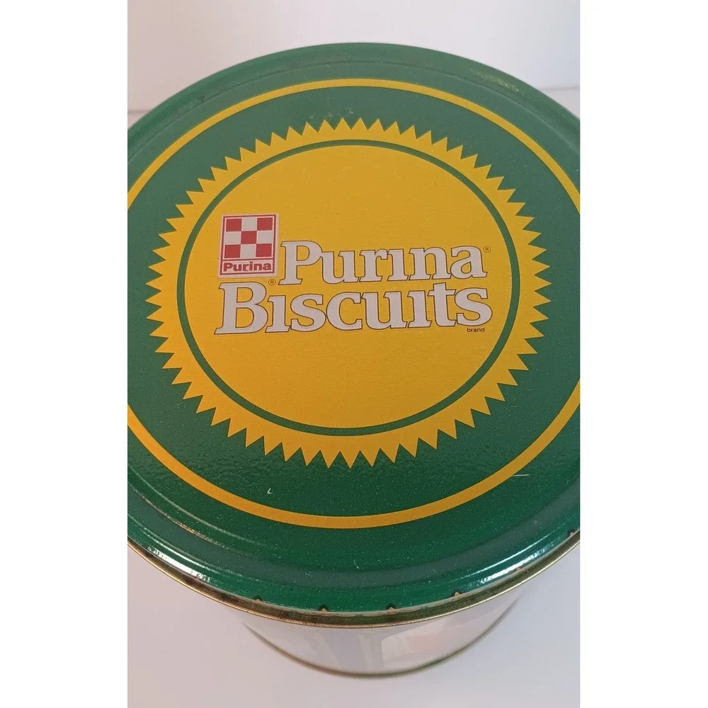 Vintage 1989 Purina Biscuits Tin dog treats retro 80s kidcore metal novelty - Picture 4 of 7